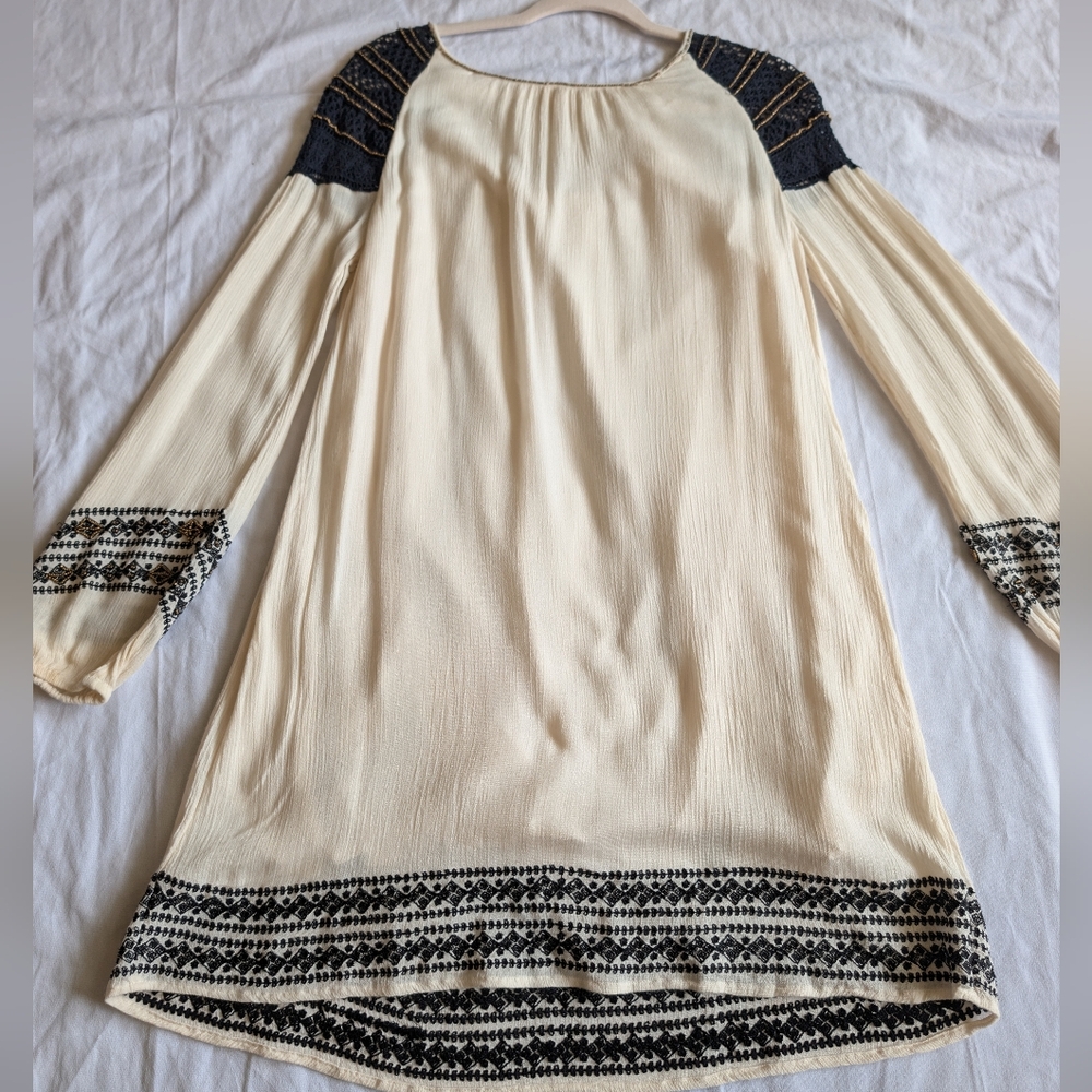 Free People Long Sleeve Embroidered Boho Tunic Dress Size Small - Picture 6 of 16